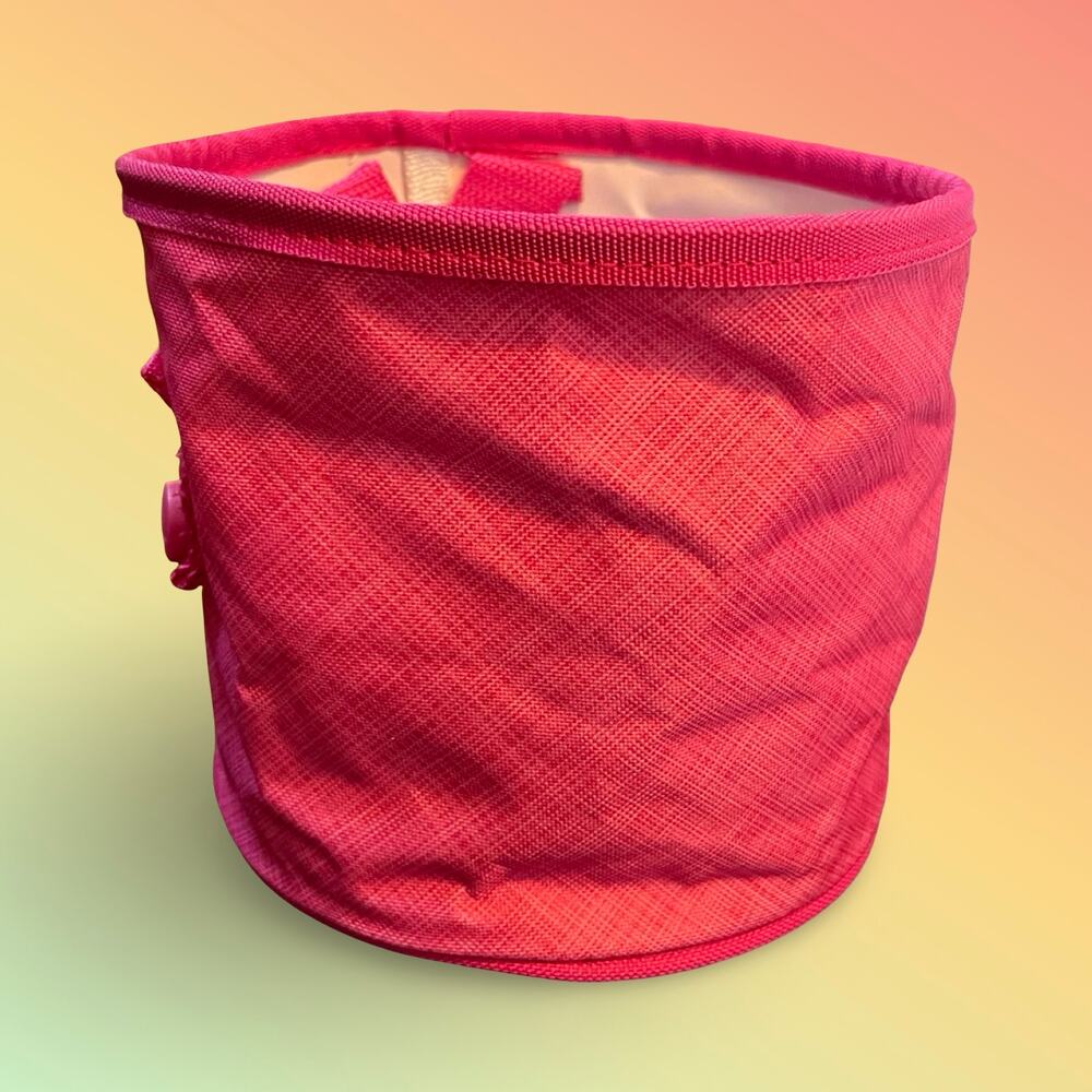 Thirty One Oh Snap Bin Mini Tote Bag Textured Pink Linen Storage Basket Caddy 31